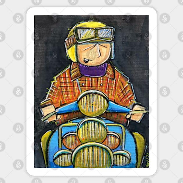 Retro Scooter, Classic Scooter, Scooterist, Scootering, Scooter Rider, Mod Art Sticker by Scooter Portraits